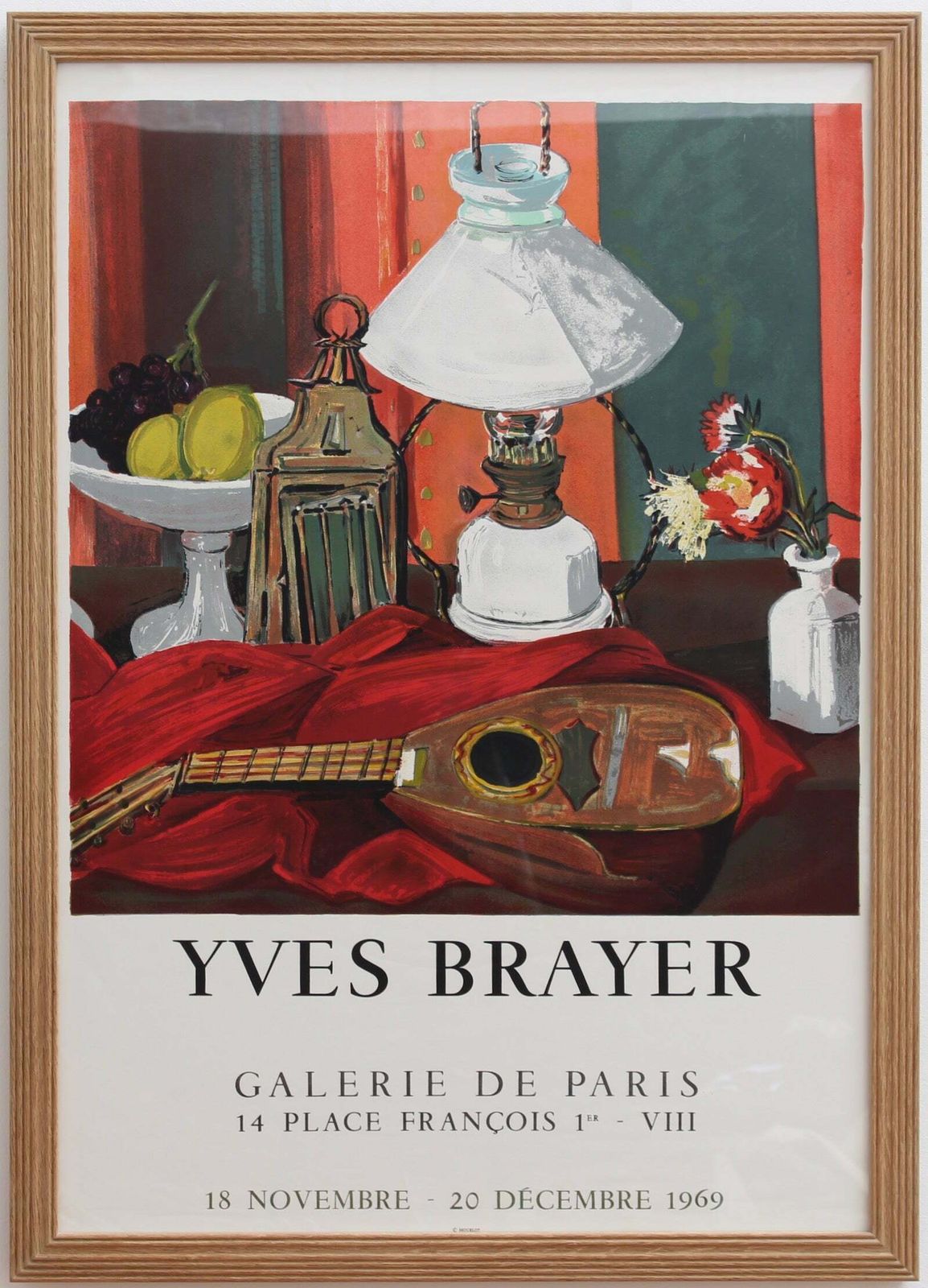 French Vintage Exhibition Poster For Yves Brayer (1969)   Galerie De Paris