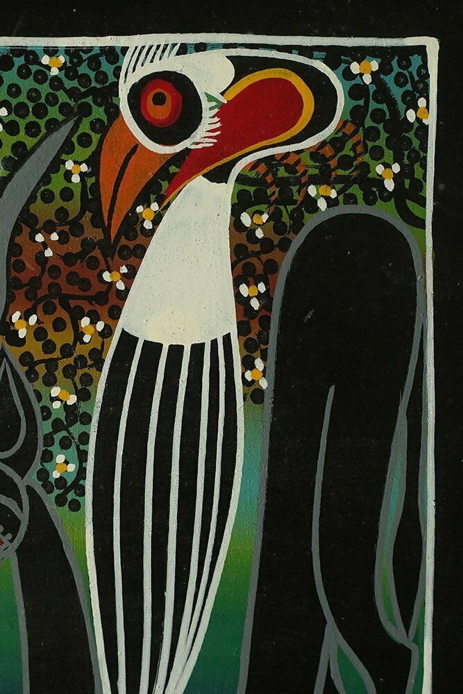 Saidi Nakoko, African Tingatinga School Composition, Oil On Canvas, 1970s, Framed photo furniture