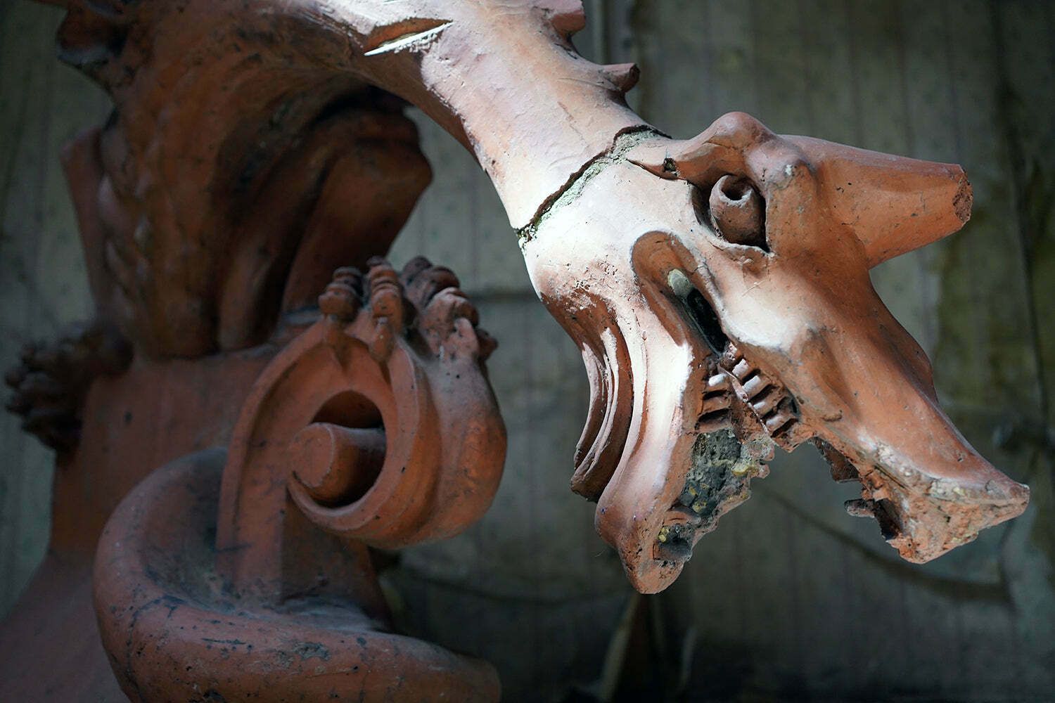A Rare Pair Of Large Ruabon Terracotta Roof Gargoyles; The Eye, Ear And Throat Hospital, Shrewsbury C.1880 photo for sale