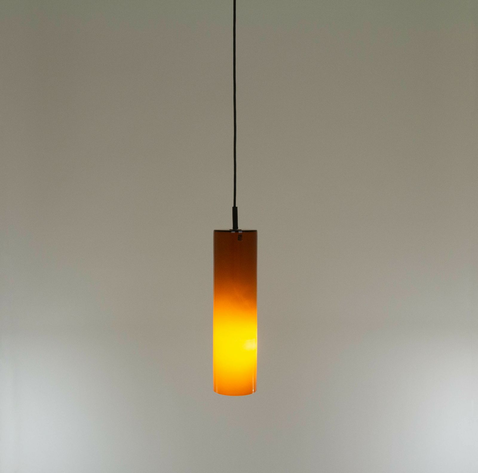 Cylinder Shaped Amber Coloured Pendant By Venini, 1950s photo furniture