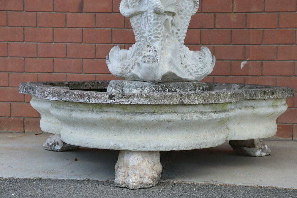 Large Neoclassical Garden Fountain With Statue, 1930s photo buy