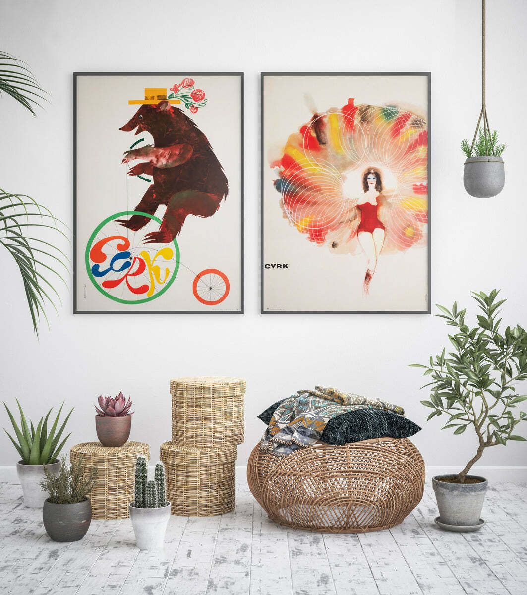 Cyrk Penny Farthing Riding Bear 1970 Polish Circus Poster, Jerzy Srokowski photo furniture
