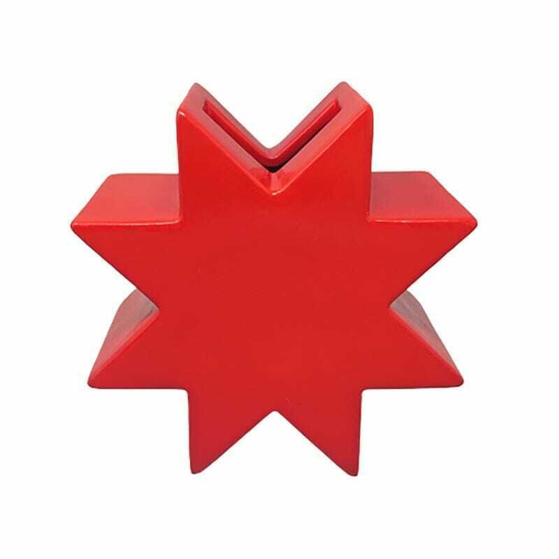 1980s Gorgeous Red Vase "Hsing" By Ettore Sottsass. Made In Italy