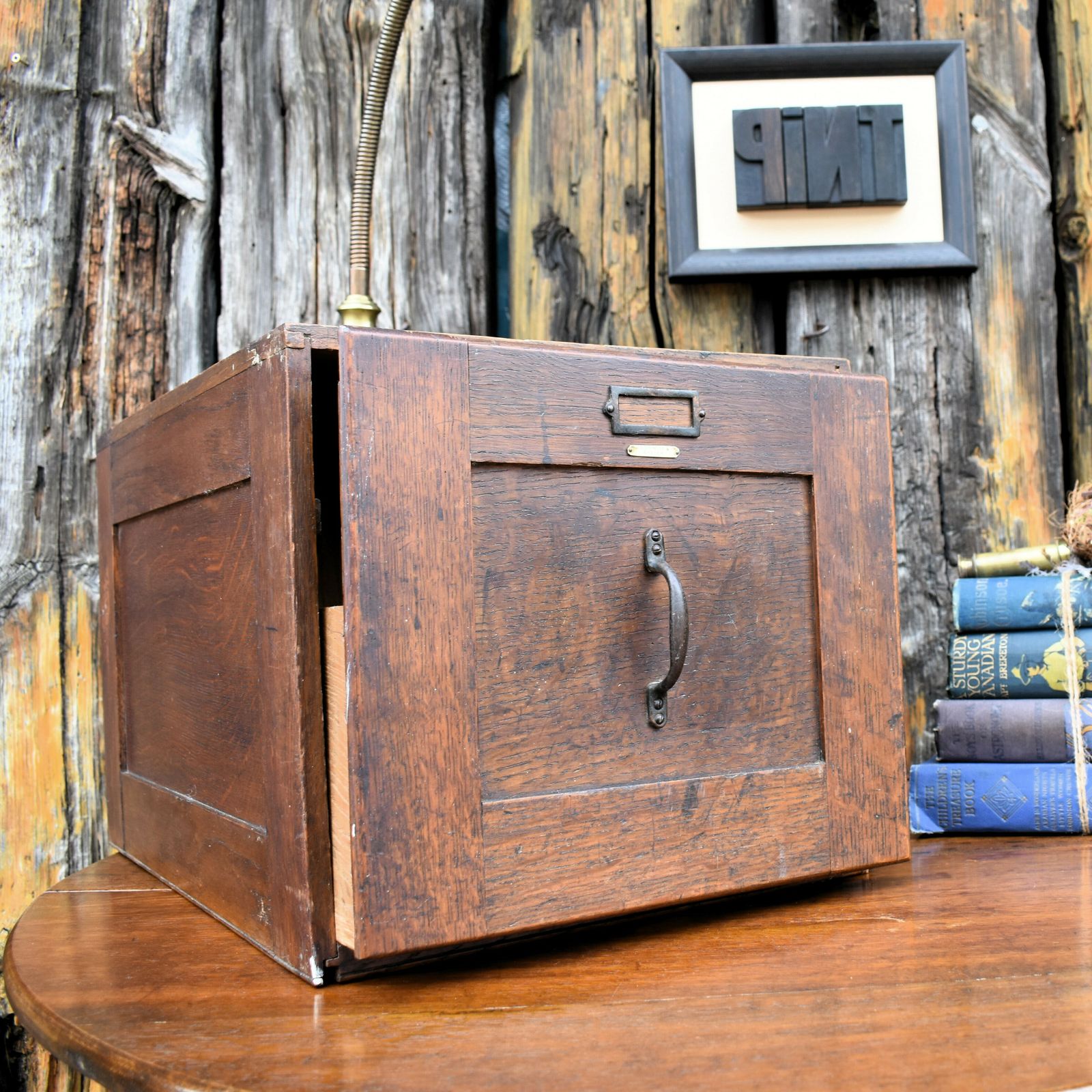 Antique Advance Oak Filing Cabinet Wj Southwood Home Office Paperwork Drawer photo vintage