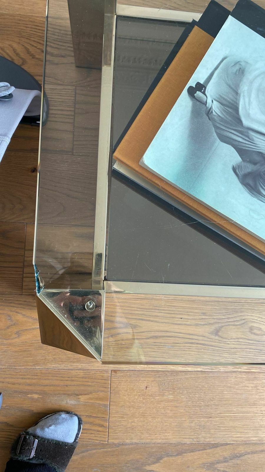 Glass & Brass Coffee Table Mid Century From Antique Shop In Portobello photo for sale