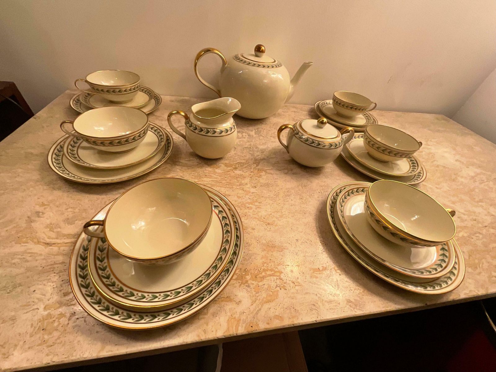 Home Decor Gio Ponti   Tea For 6 With Dessert Plates, In Porcelain Richard Ginori Year 1939 photo