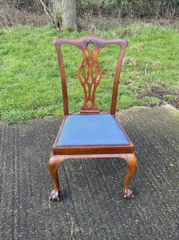 Set Of Six Large Antique Chippendale Style Mahogany Dining Chairs Inc 2 Carvers photo buy