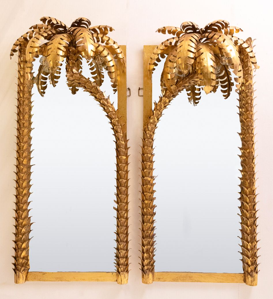 Pair Of Contemporary Palm Tree Mirrors In The Style Of "Maison Jansen"