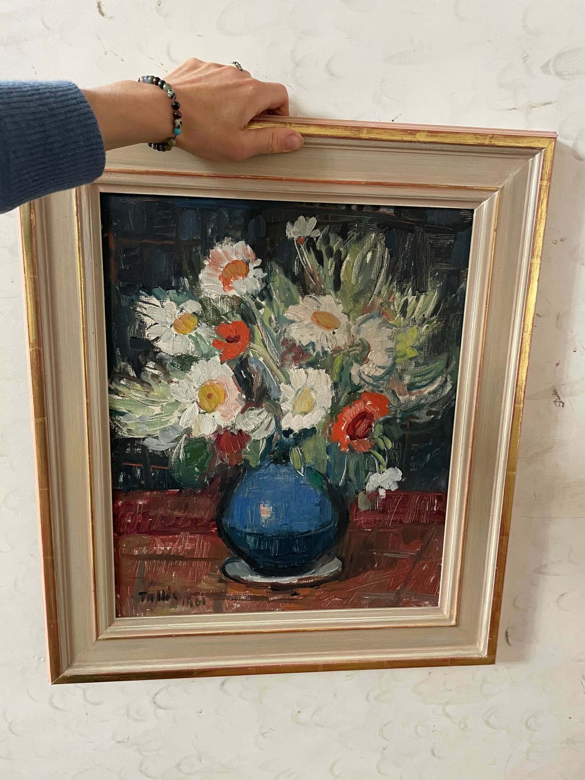 Daisies In A Jug   1961 French Oil On Canvas photo furniture