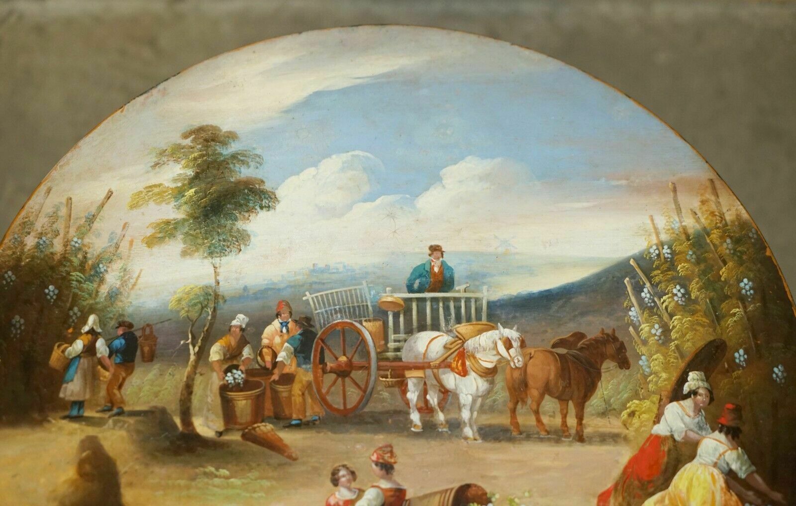 2750.0 Stunning Antique Victorian Hand Painted Grape Harvest Depicted Occasional Table photo