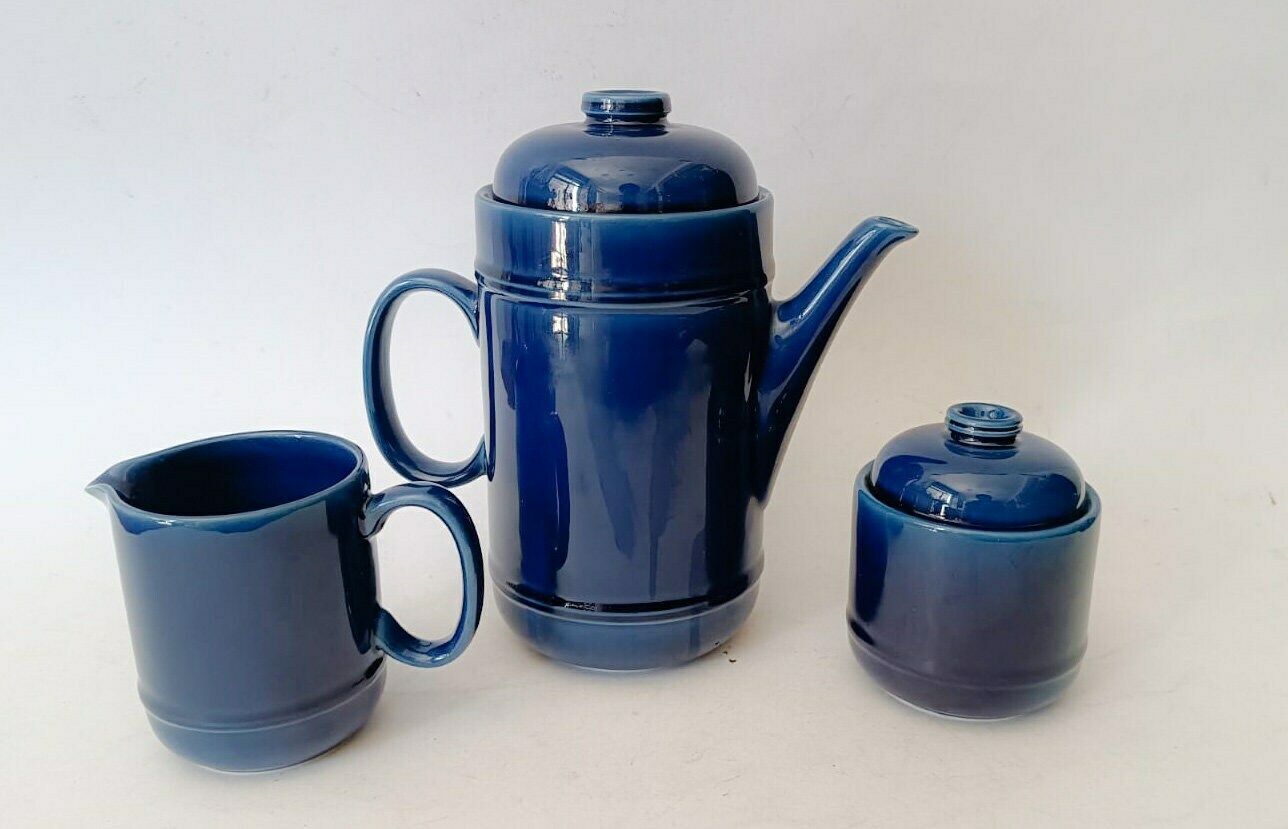 Ceramic Coffee Service Designed By Franco Pozzi In Blue Vintage Space Age From The 70s For 6 People photo furniture