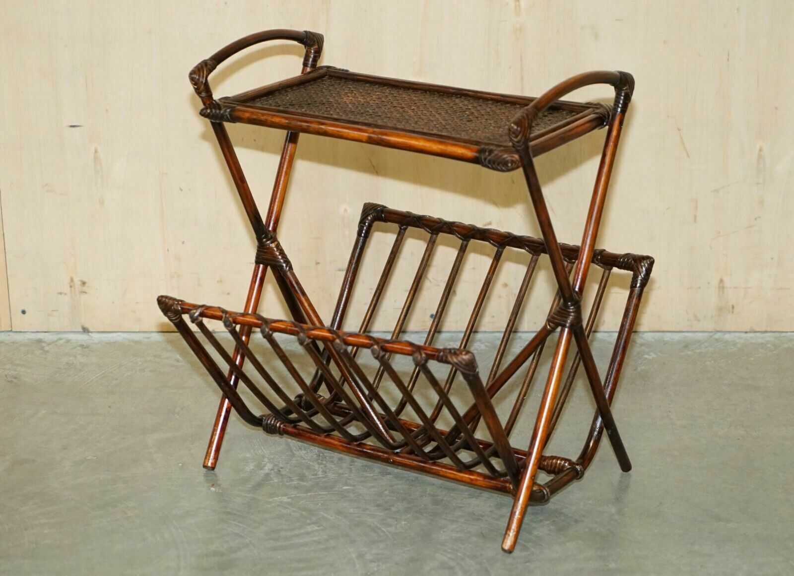 Fine Vintage Bentwood Mid Century Modern Bamboo & Rattan Bergere Magazine Rack photo furniture