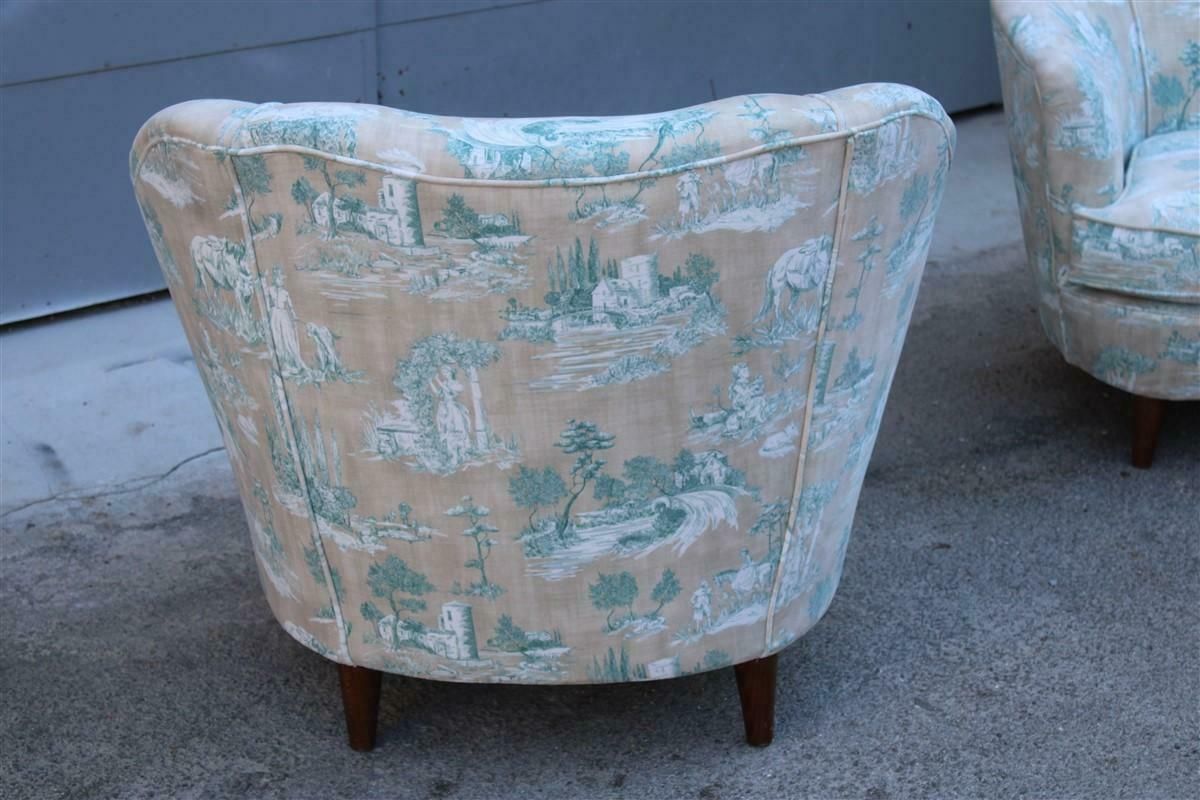 Furniture Pair Of Italian Decorative Armchairs From The 1950s In The Style Of Gio Ponti photo