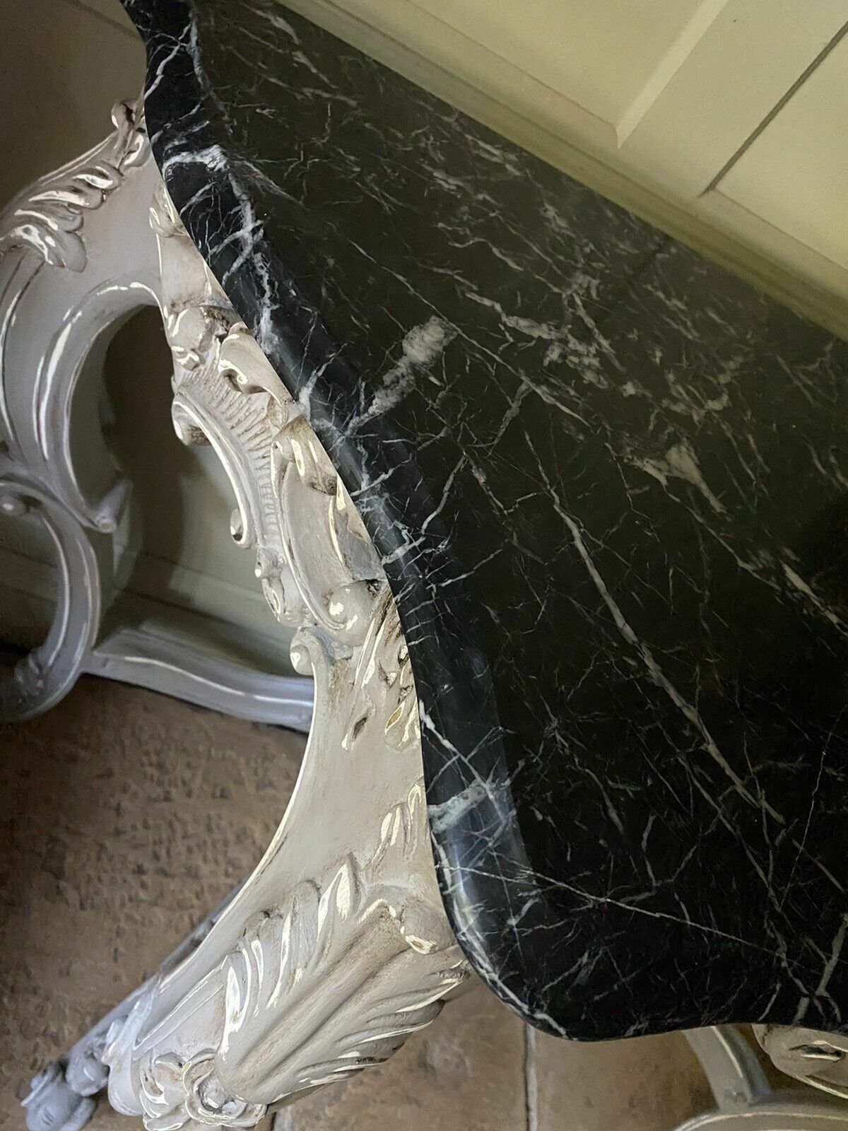 Vintage French Rococo Italian Marble Top Washstand Hall Dressing Console Table photo buy