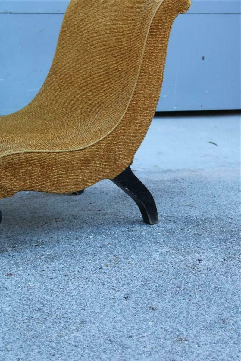 Small Italian Armchair In Yellow Fabric With Wooden Feet Carlo Mollino Style photo 2330.0