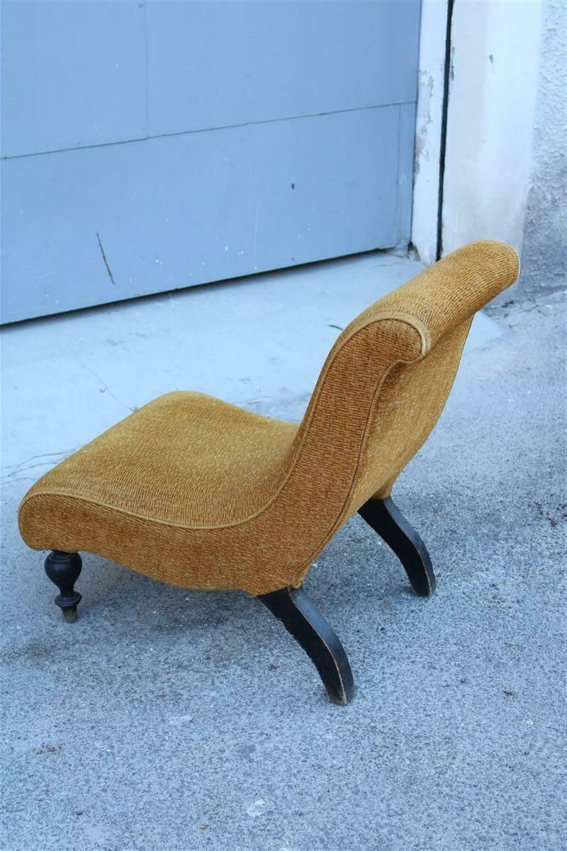 Small Italian Armchair In Yellow Fabric With Wooden Feet Carlo Mollino Style photo buy