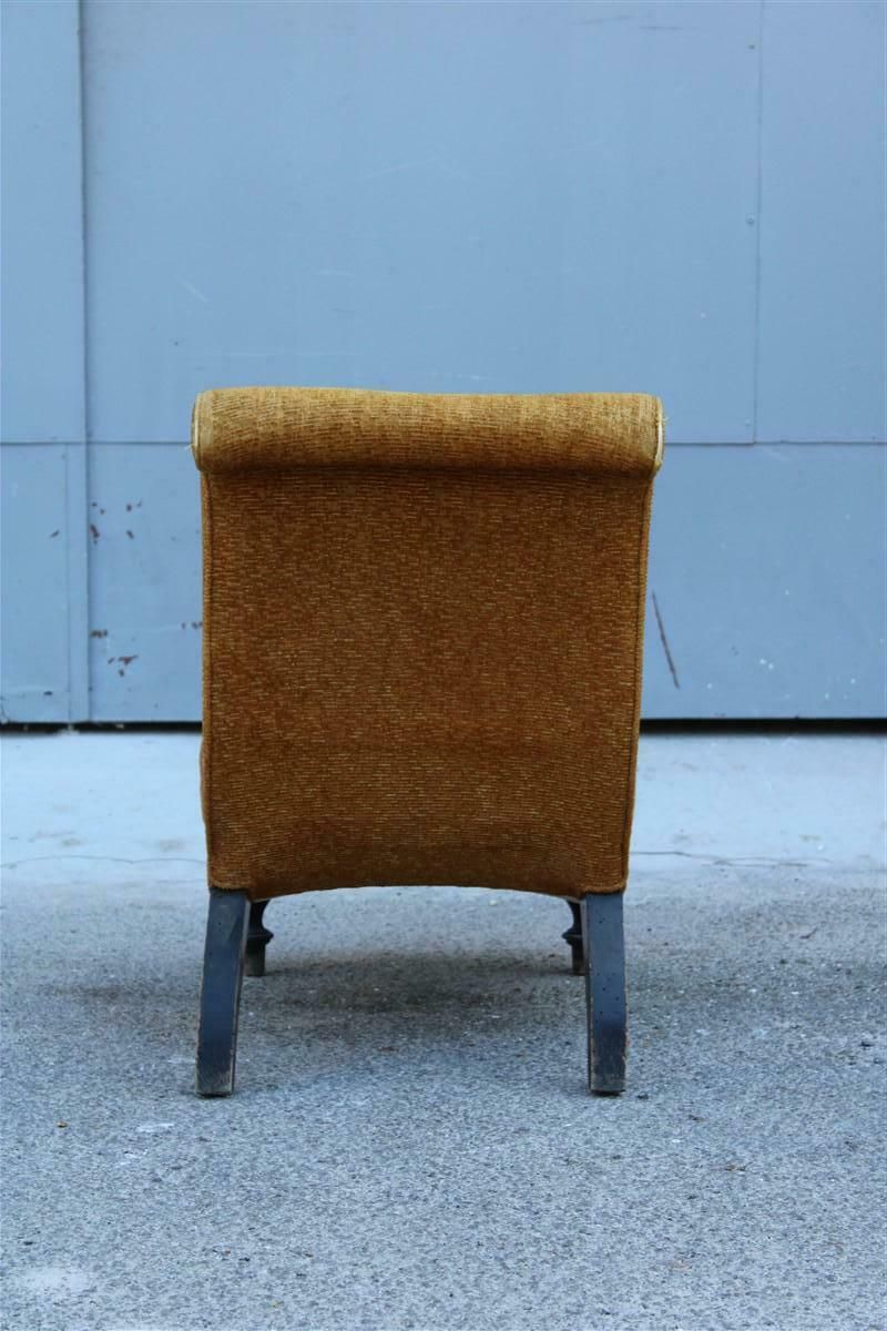 Small Italian Armchair In Yellow Fabric With Wooden Feet Carlo Mollino Style photo vintage