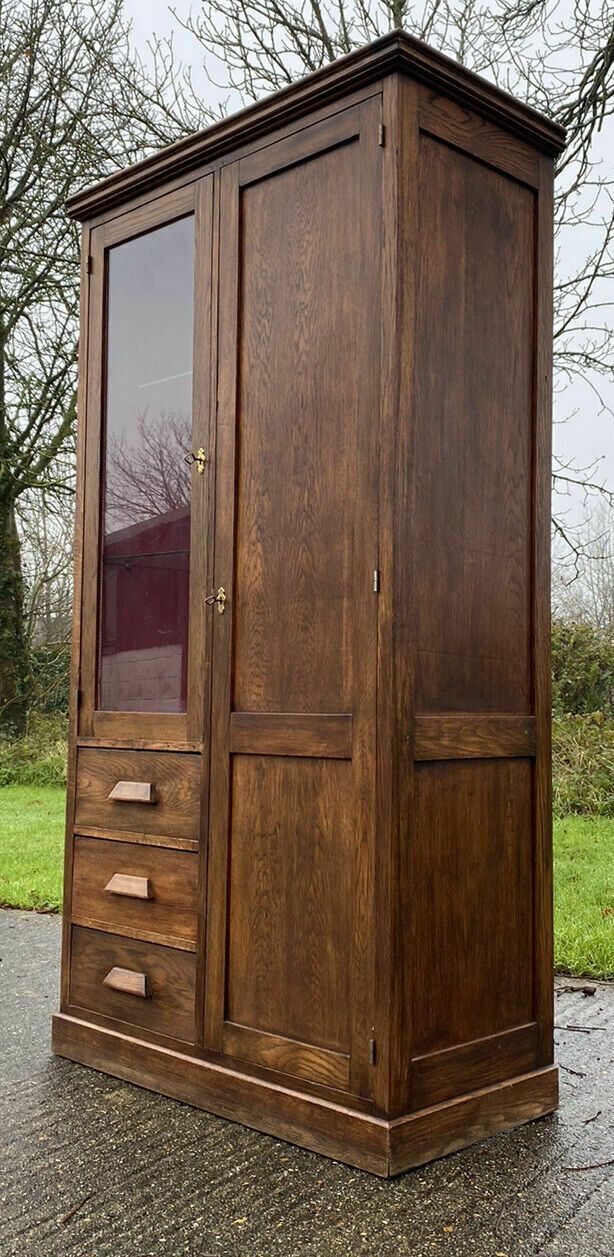 Vintage Oak Glazed Oak Wood Storage Haberdashery Cabinet Compactum photo 1195.0