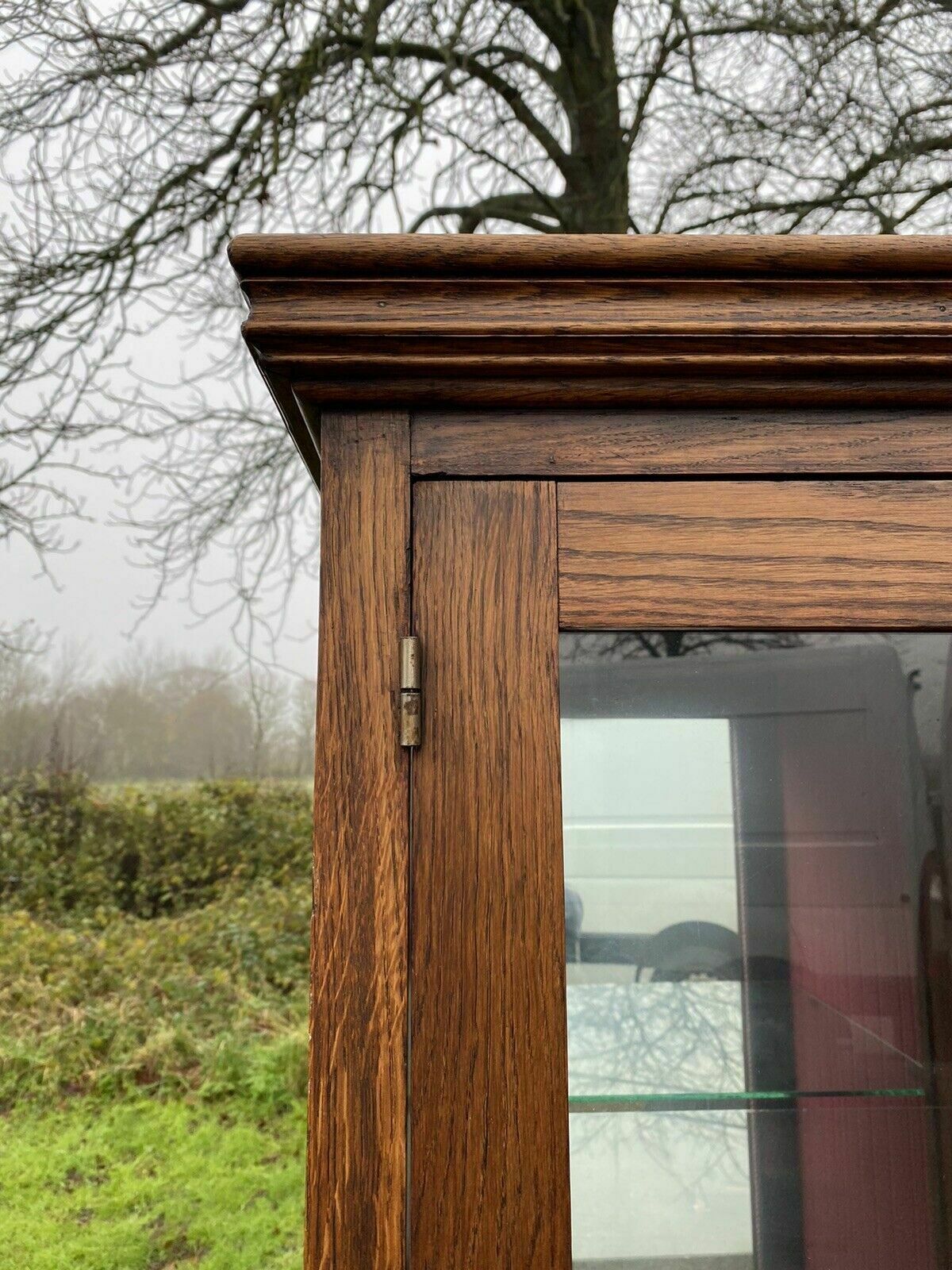 photo furniture Vintage Oak Glazed Oak Wood Storage Haberdashery Cabinet Compactum