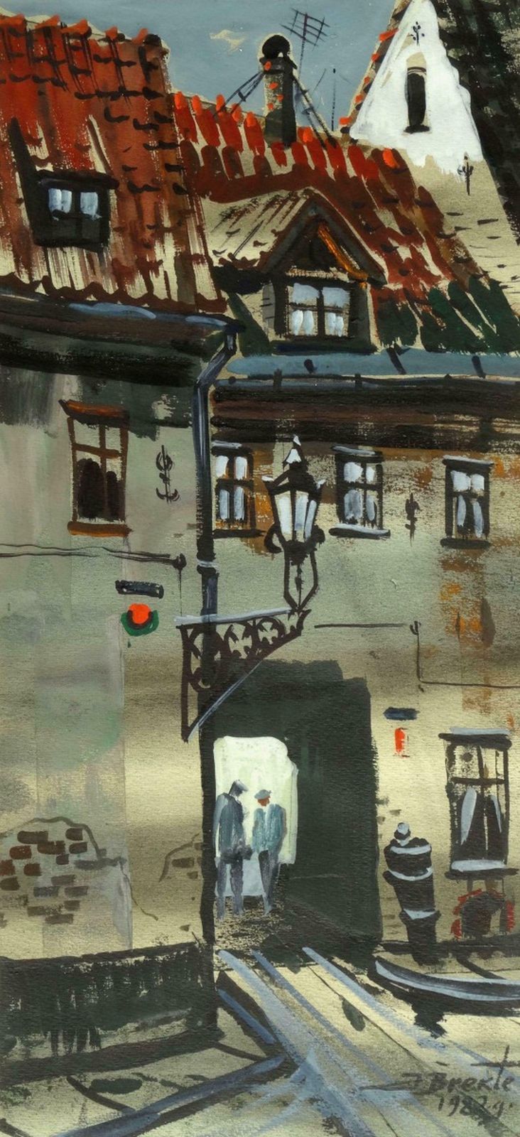 Janis Brekte Gates In The Old Town 1982, Paper, Watercolour, 61x28 Cm 1982