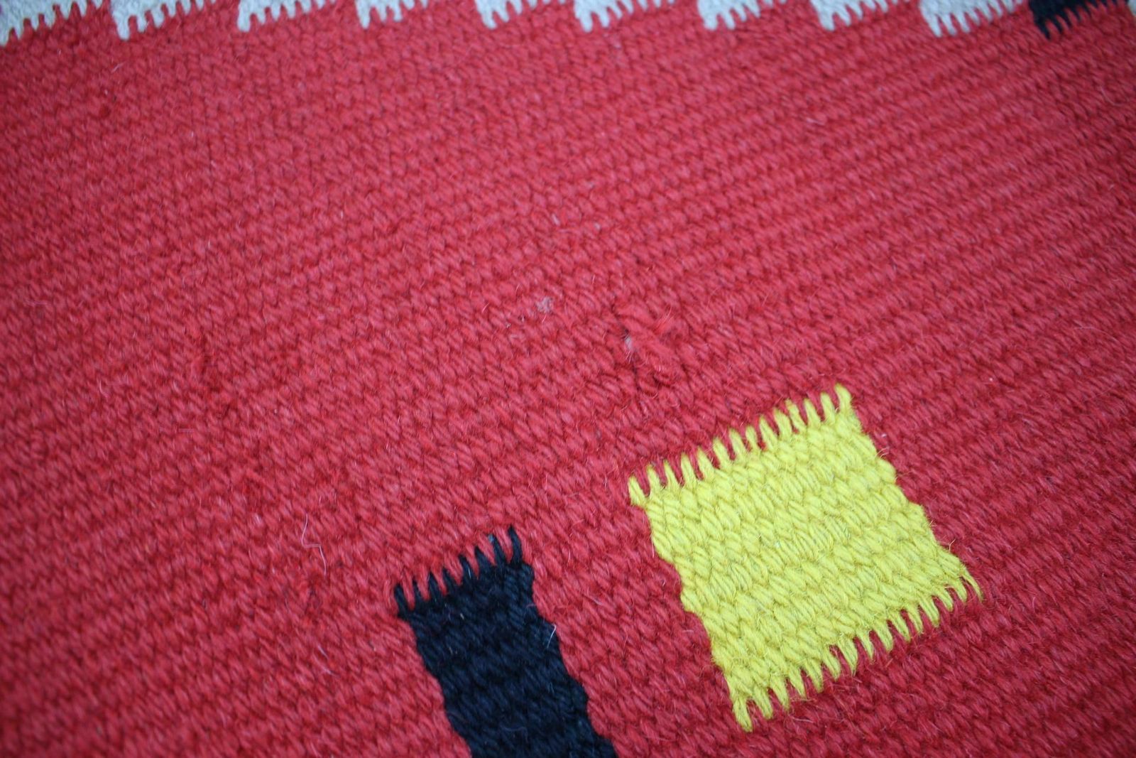 1950s Geometric Wool Kilim Carpet / Rug In Style Of Antonin Kybal photo vinterior