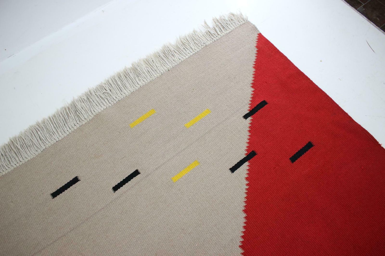 photo furniture 1950s Geometric Wool Kilim Carpet / Rug In Style Of Antonin Kybal