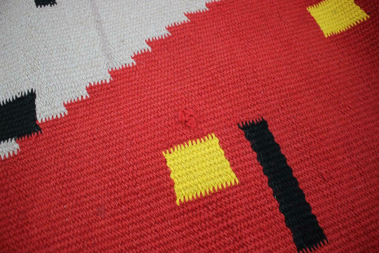 Textiles 1950s Geometric Wool Kilim Carpet / Rug In Style Of Antonin Kybal photo