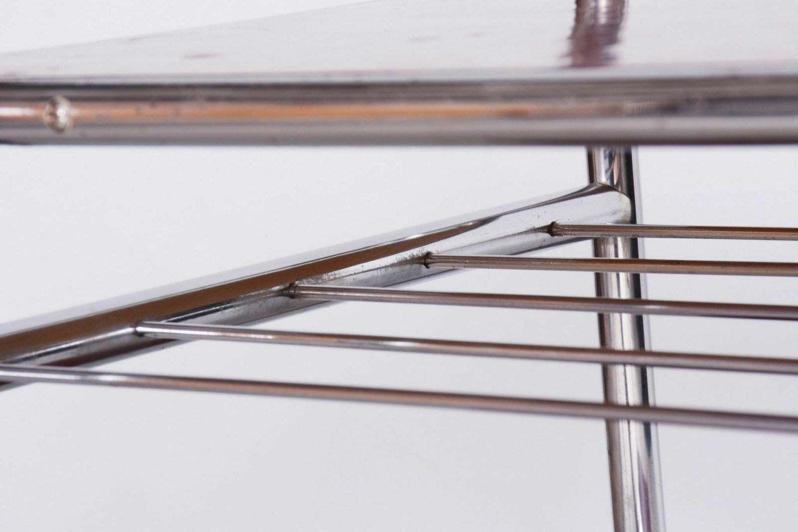 Original Bauhaus Side Table, Chrome Plated Steel, Marmolite, Czechia, 1930s photo vinterior
