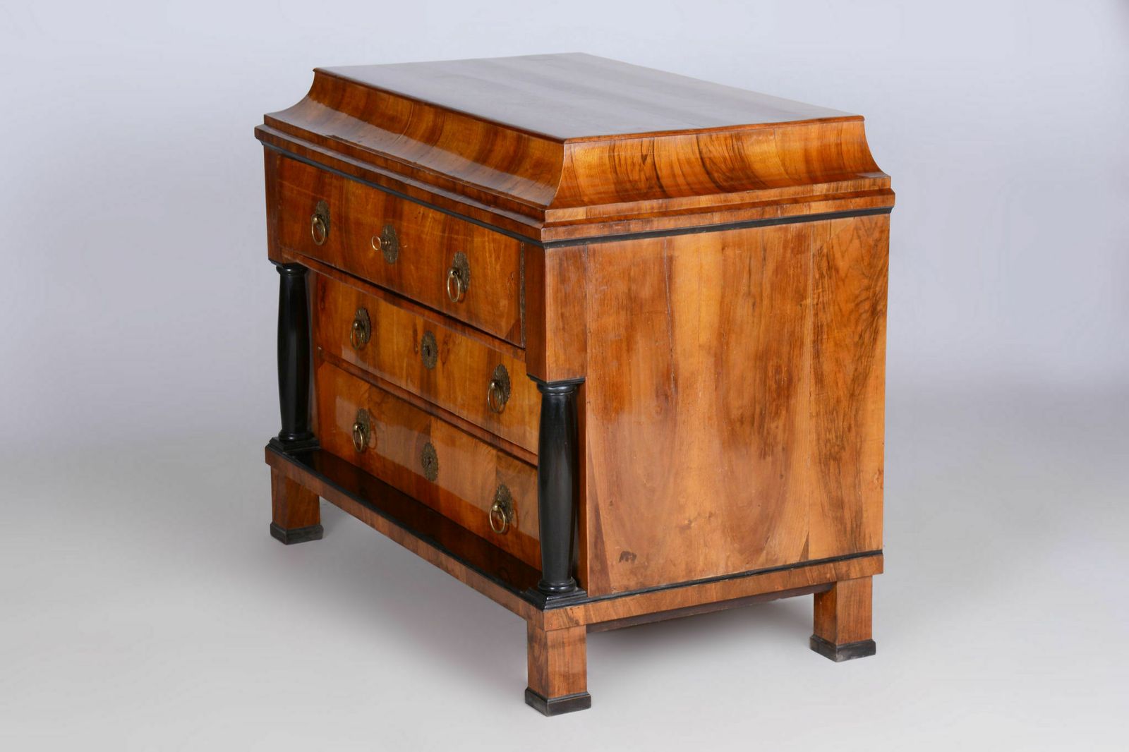 Restored Biedermeier Walnut Chest Of Drawers, High Gloss, Czechia, 1820s photo furniture