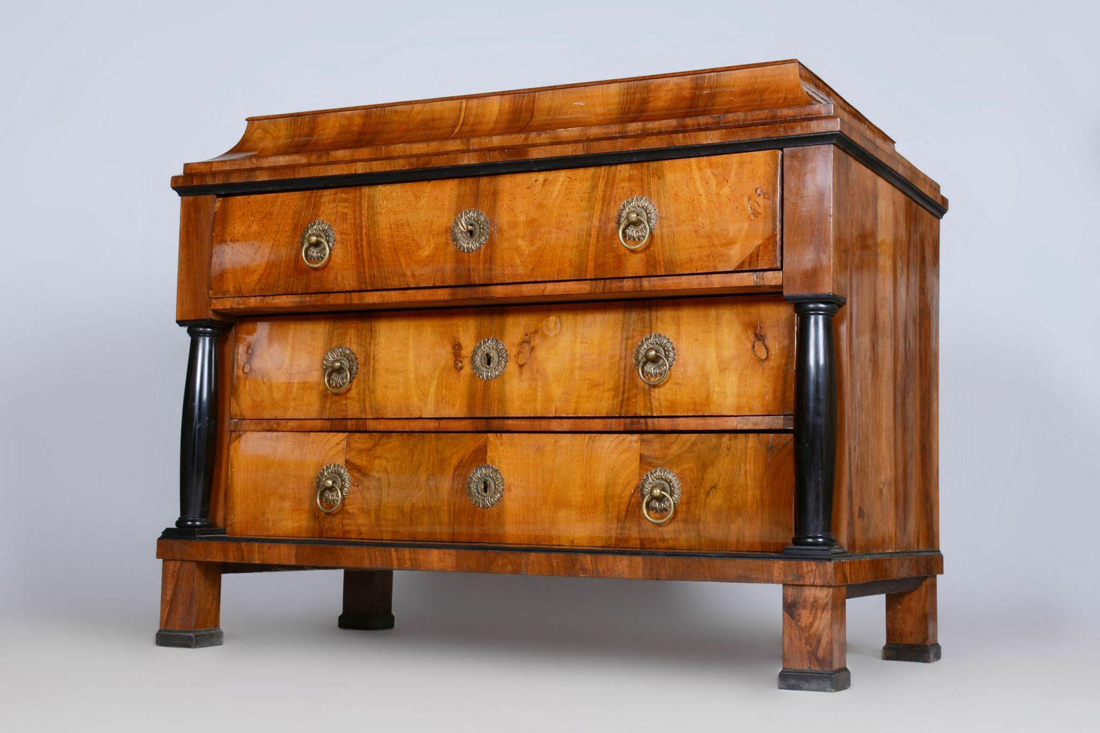 Restored Biedermeier Walnut Chest Of Drawers, High Gloss, Czechia, 1820s photo vinterior