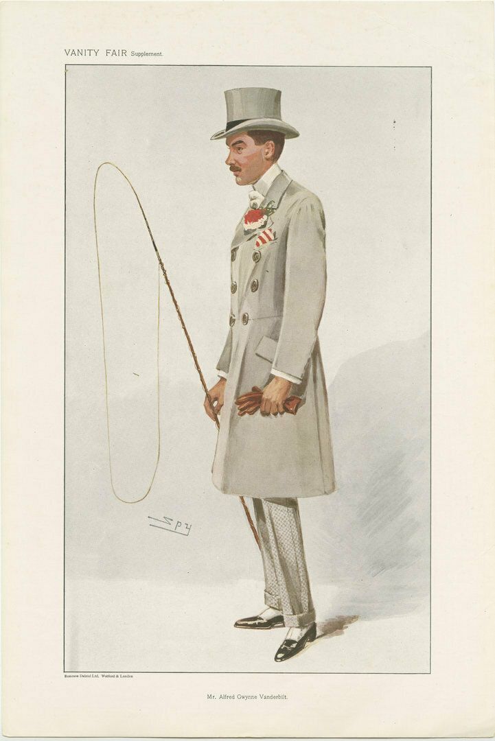 Chromolithograph Vanity Fair Caricature Print 'Mr. Alfred Gwynne Vanderbilt'
