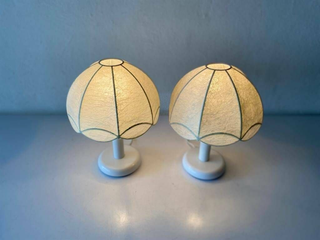 Cocoon & White Metal Body Pair Of Beautiful Table Lamps By Goldkant, Castiglioni Era, 1970s, Germany photo 1341.0