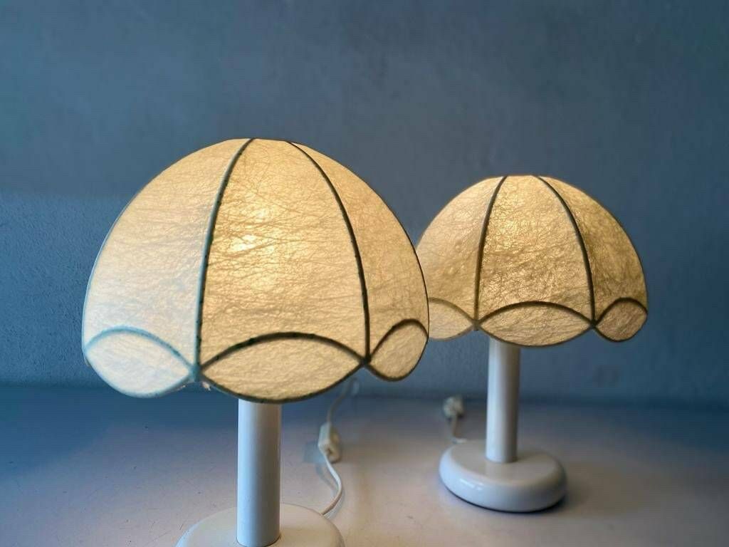 Cocoon & White Metal Body Pair Of Beautiful Table Lamps By Goldkant, Castiglioni Era, 1970s, Germany photo buy