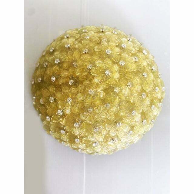 Lighting Early 21st Century Gold Flowers Murano Glass Flush Mount photo