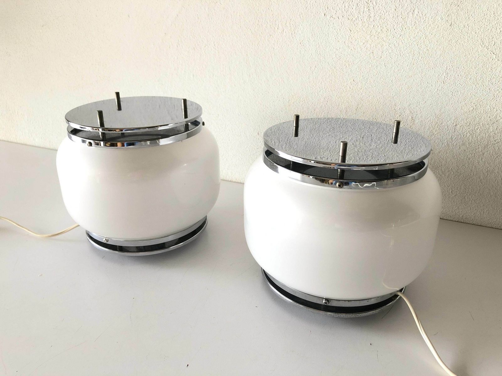 Italian Design Glass Pair Of Table Lamps, 1960s, Italy photo for sale