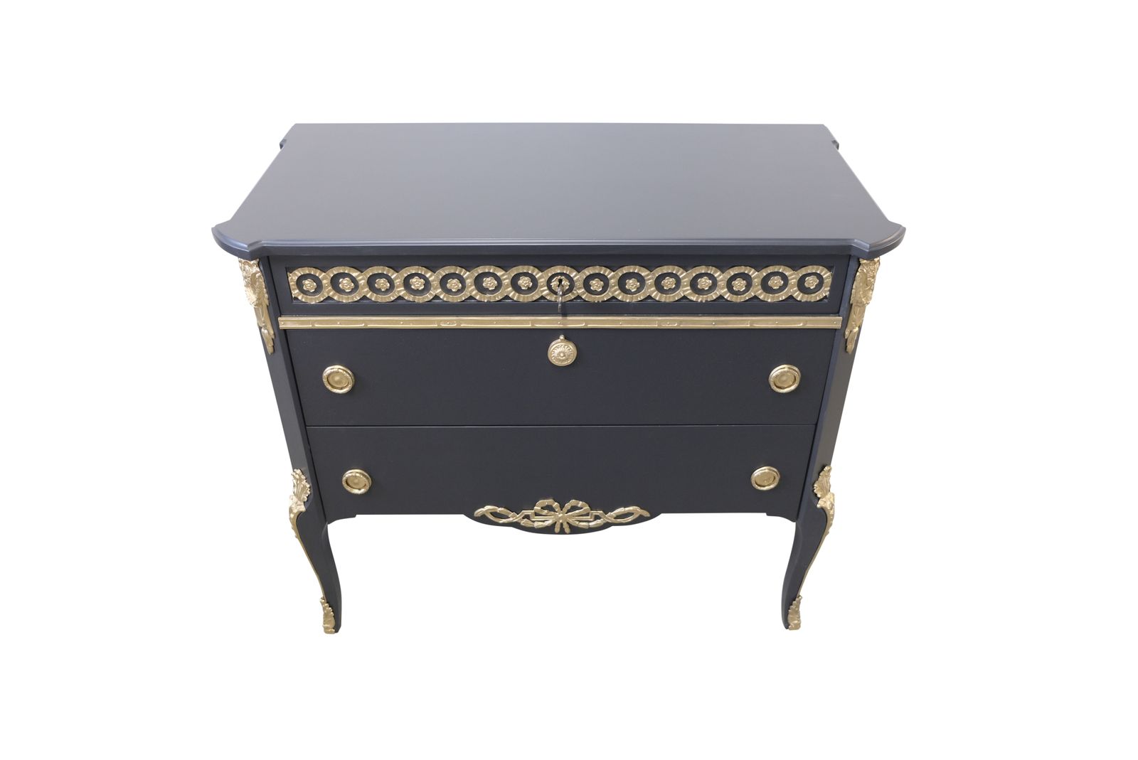 Gustavian Haupt Chest With Three Drawers In A Black Finish With Brass Detailing photo Furniture