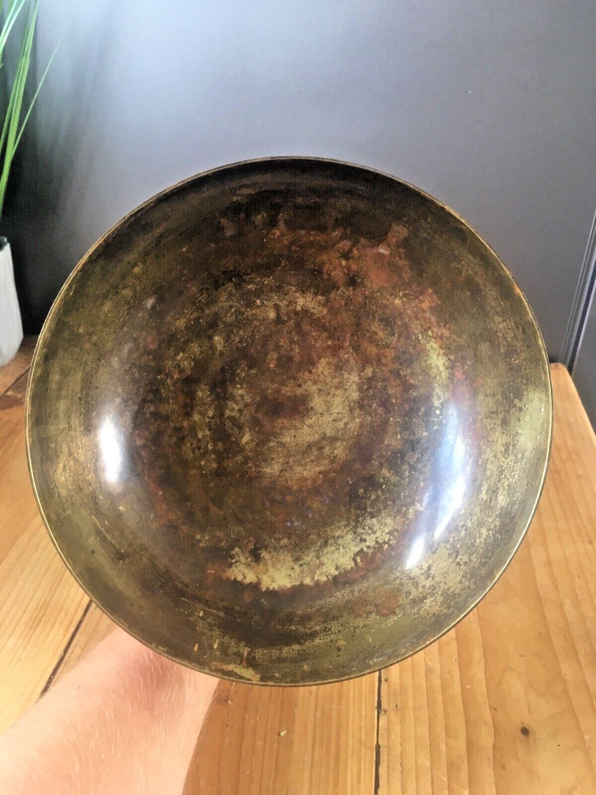 photo vinterior Beautiful Antique Art Deco Heavy Brass Cherub Pedestal Centrepiece Fruit Bowl