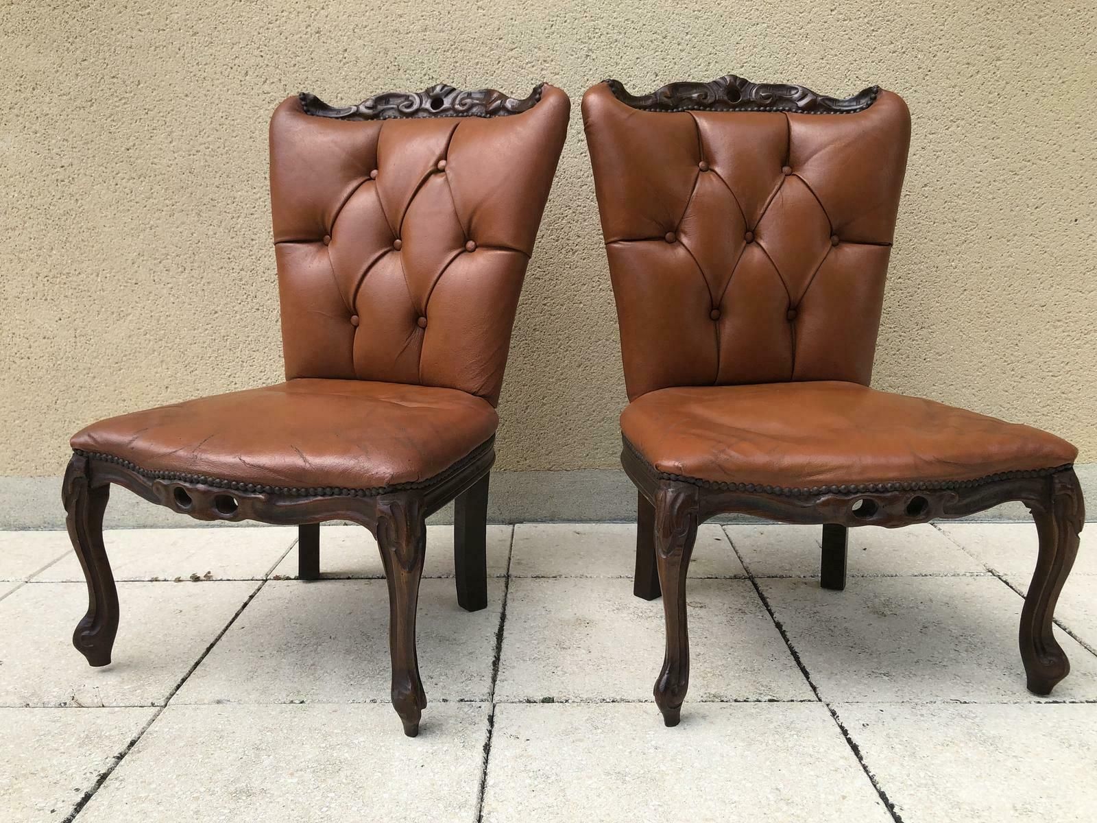 French Pair Of Low Bedroom Parlour Chairs Occasional Chairs