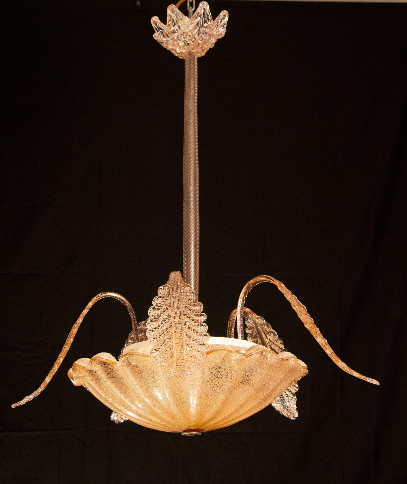 Charming Pink Art Decò Barovier E Toso Pendant Light, Murano Glass, 1940s photo 4931.0
