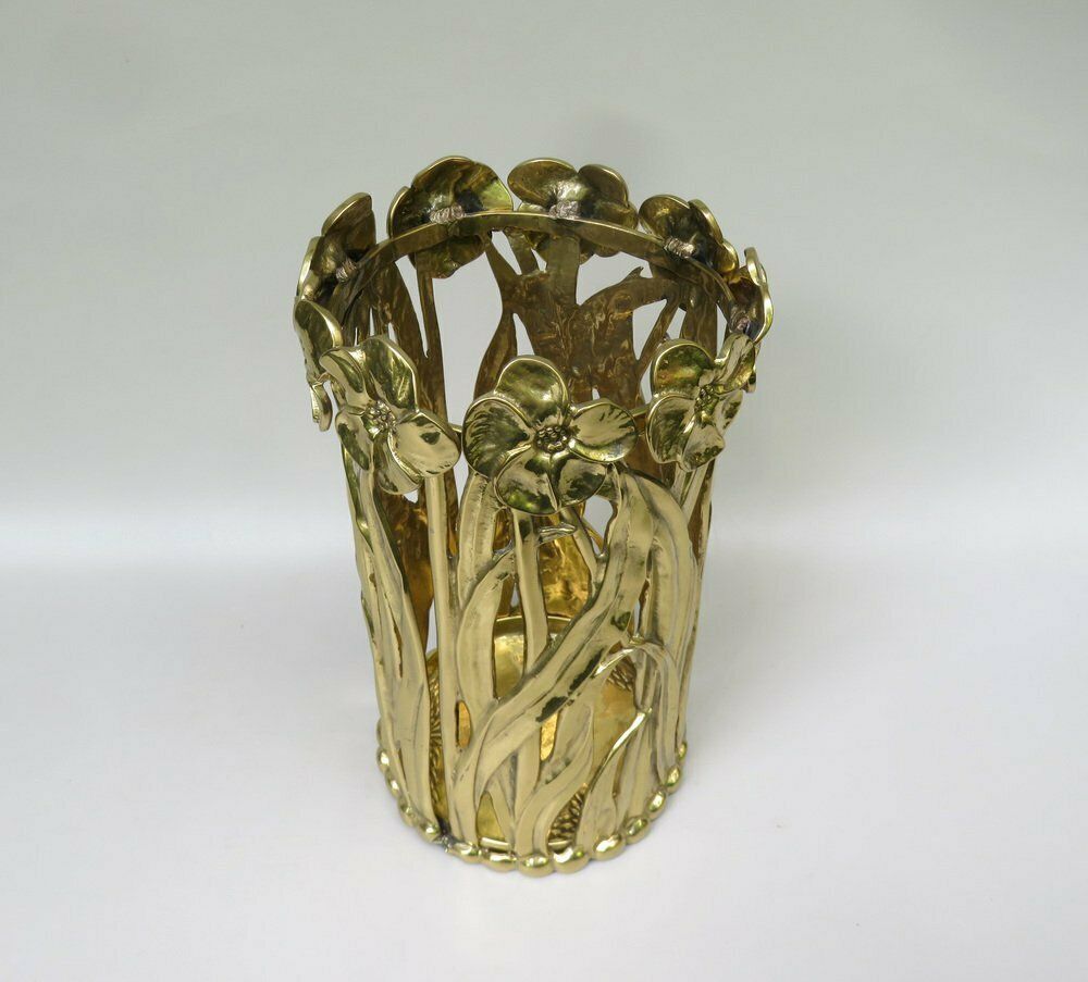 Art Nouveau Umbrella Stand In Polished Bronze, 1970s photo for sale