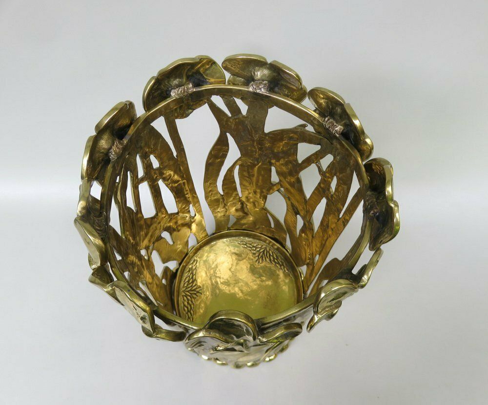 Art Nouveau Umbrella Stand In Polished Bronze, 1970s photo vinterior