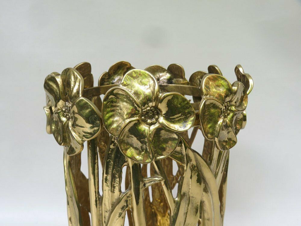 Art Nouveau Umbrella Stand In Polished Bronze, 1970s photo buy