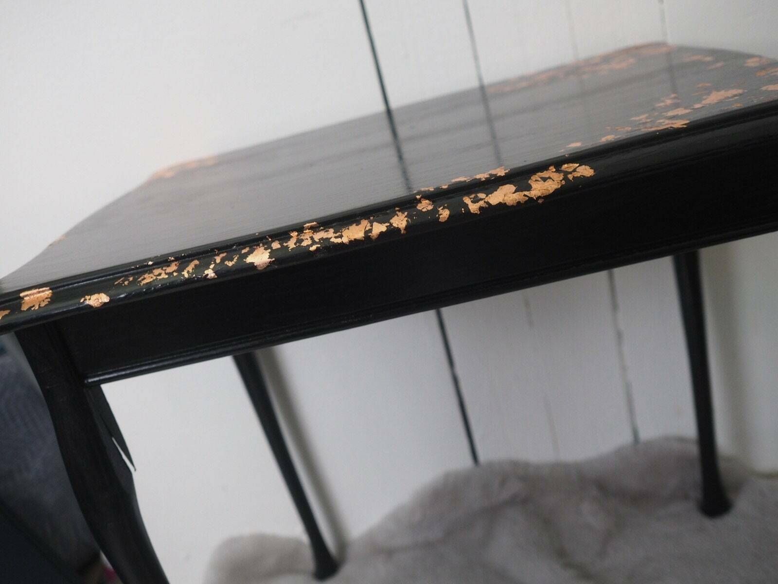 photo furniture Amelia | Black Side Table Hand Finished With Copper Leaf