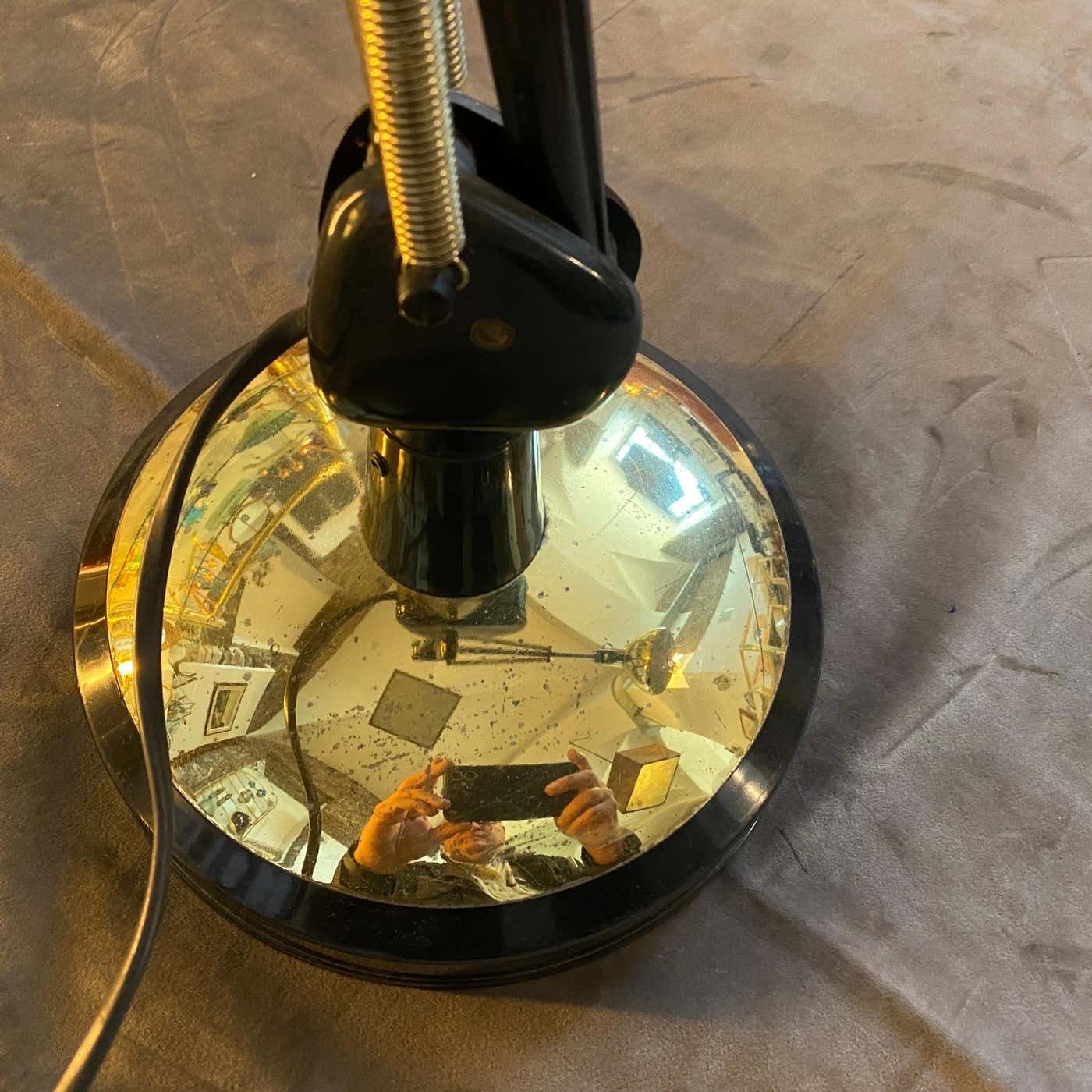 1970s Mid Century Modern Gilt Metal Italian Adjustable Desk Lamp photo vintage