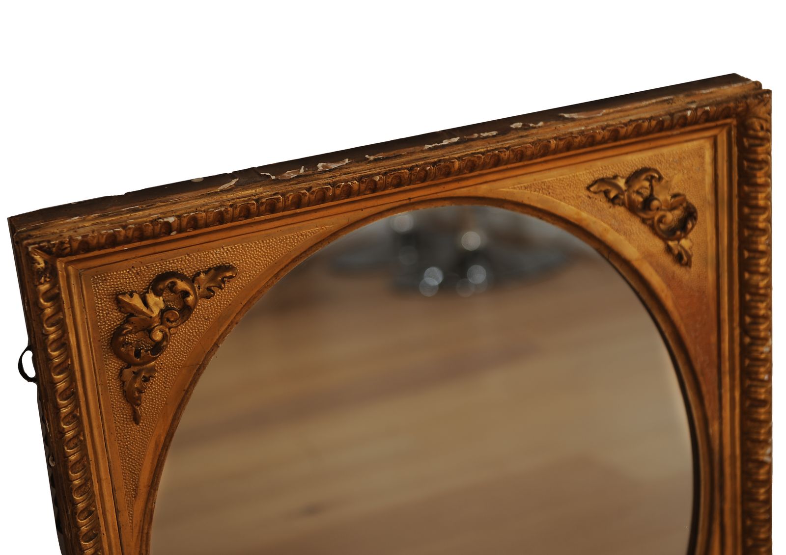 18th Century Antique Baroque Plaster And Gilt Gesso Round Mirror With Relief Patterns Ol photo Home Decor