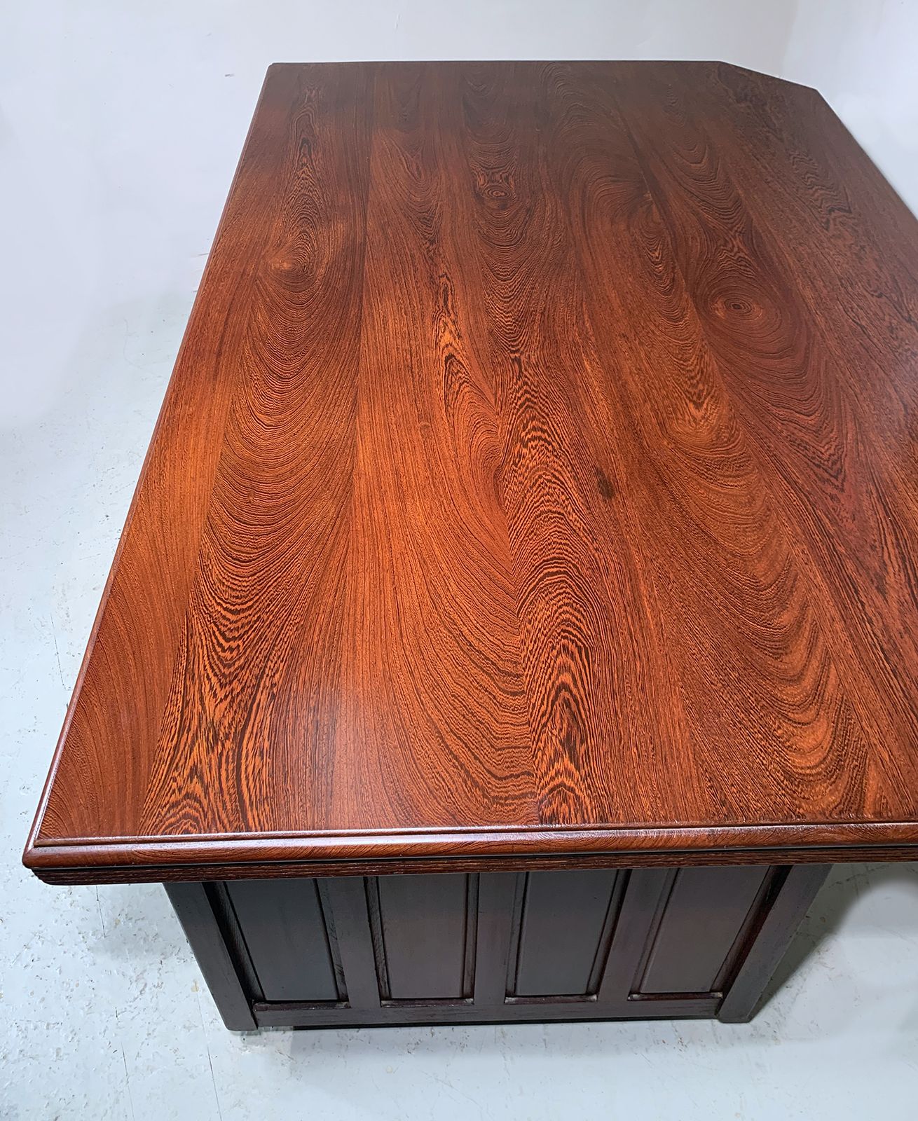 Large Twin Pedestal Desk   Solid Partridge Wood (Like Rosewood)   Art Deco Style/Mid Century photo Furniture