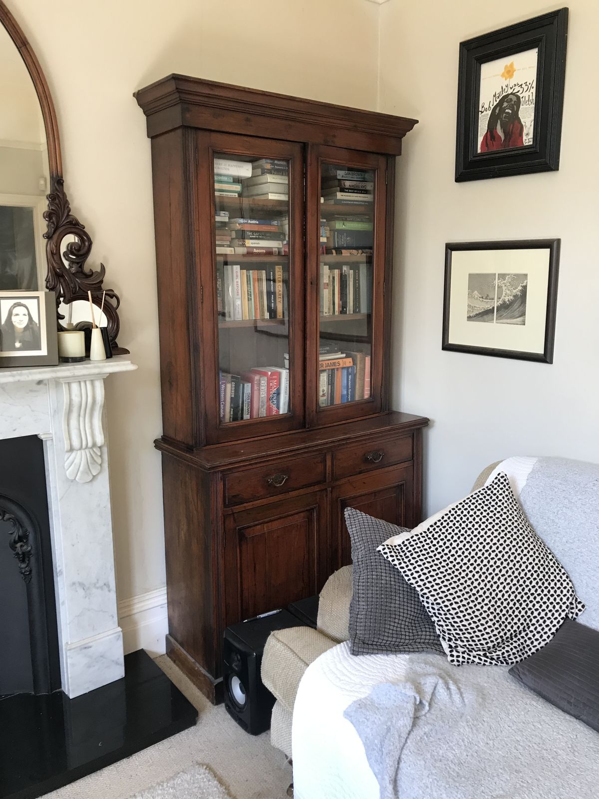 Pair Of Rare, Glass Fronted Edwardian Bookshelves: Oak photo for sale