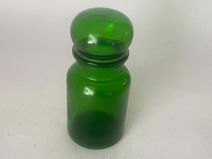 French Cobalt Green Pharmacy Bottles Set Of 2 Circa 20th Century photo vintage
