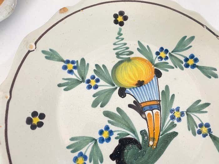 Plates In French Faïence Yellow And Green Color, 19th 18th Century Set Of 2 photo buy