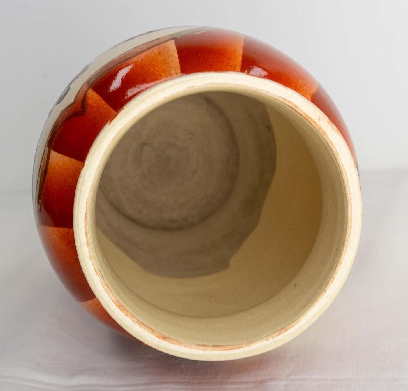 Home Decor Japanese Ceramic Vase Decorated With Geisha & Cherry Flowers Branch, Circa 1960 photo
